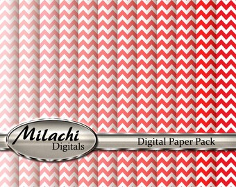 Pink and Red Chevron Digital Paper Pack - Commercial Use - Instant Download - M65