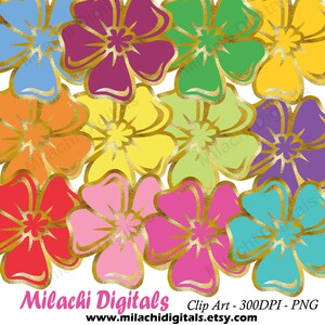 Kwiaty clipart kwiatowy clipart złoty png kwiaty kolorowe do druku cyfrowy scrapbook planer naklejki clipart elementy komercyjne wykorzystanie M830