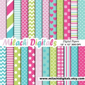 Wild auf ein digitales Papier, Mädchen 1. Geburtstag Scrapbook Papiere, Chevron Tapete, Spaß, eine Hintergrund - M384 zu sein