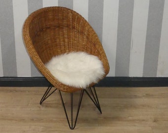 Teun Velthuizen für Urotan Rattan Korbsessel 50er 60er Korbstuhl Niederlande design Klassiker mid century Korb Geflecht retro Circle Chair