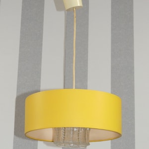 70er Jahre Hängelampe GELB Eisglas Deckenleuchte Lampe Lamp yellow glas Kunststoff vintage retro pop art space age Leuchte