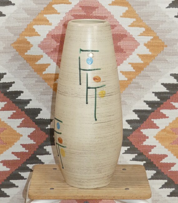 花瓶 50年代 Scheurich Keramik 613-40 パステル調装飾 ハンドメイド