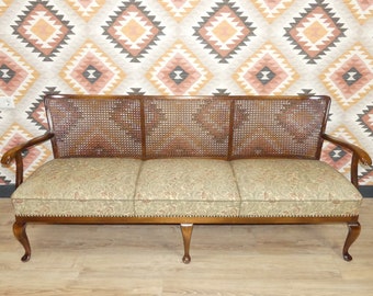 Wiener Geflecht Chippendale Stil Couch Gobelin 3Sitzer 60er Jahre vintage retro shabby chic nostalgie antik