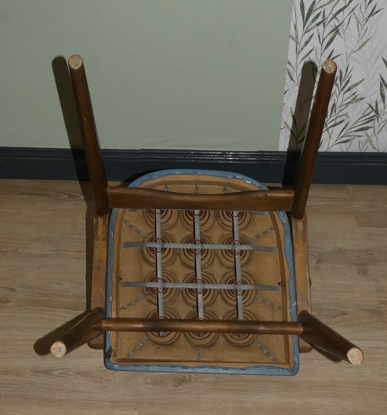 50er Jahre Stuhl mit BLAUER Sitzfläche Küchenstuhl | Etsy