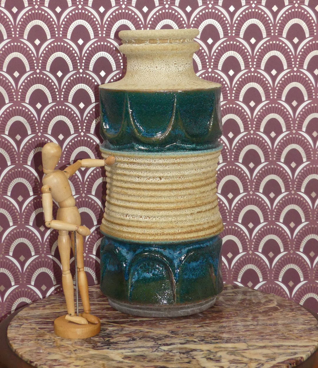 XL Floor Vase 70s Tönnieshof Sorau Carstens Ceramic 7910/50 PETROL