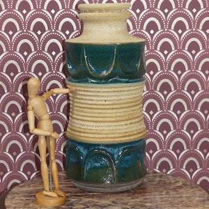 XL floor vase 70s Tönnieshof Sorau Carstens Keramik 7910/50 PETROL decor rare vase decoration WGP Retro Mid Century German pottery