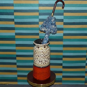 Jarrón de cerámica Jasba raro, jarrón de suelo de los años 70, 40 cm, color lava, marrón, naranja, rojo, años 70, WGP Retro Mid Century, cerámica alemana, MCM