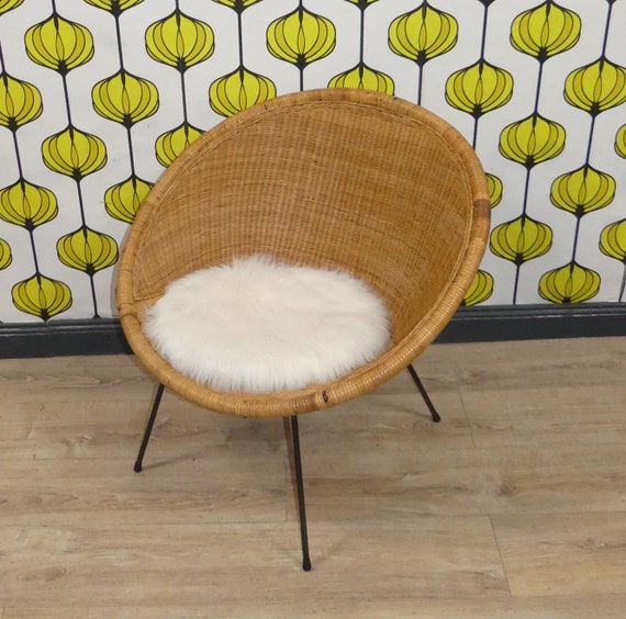 60er Jahre Balloon Wicker Chair Ballonstuhl Korbsessel design Klassiker mid century Korb Geflecht retro Circle Chair Etsy