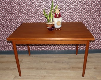 großer 60er Jahre Teak Tisch Esstisch 80x118cm ausziehbar 2,06m 60s danish design mid century modernist Familientisch Tafel