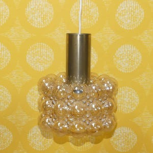 Ceiling lamp Bubble glass hanging lamp Glashütte Limburg Leuchten Helena Tynell 1960s Vintage Space Age 70s lamp amber brass Ø23
