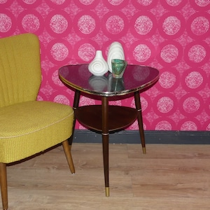 50s beautiful cocktail table Resopal black grey mosaic patterned with shelf fifties coffee table mid century kidney table