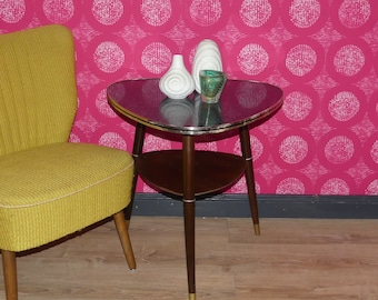 50s beautiful cocktail table Resopal black grey mosaic patterned with shelf fifties coffee table mid century kidney table