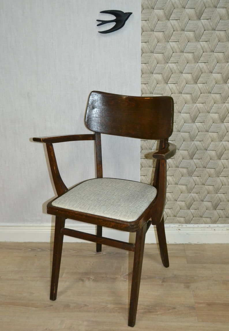 50s Kitchen Chair With Armrests Dark White