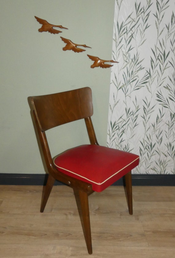 50s Chair With RED Seat Kitchen Chair Dining Chair Spring Core 
