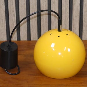cute 70s hanging lamp ceiling lamp metal chrome/red mid century retro vintage space age