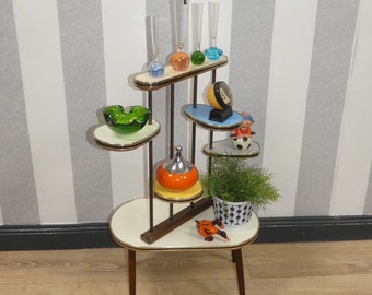 fifties flower stool large flower bench 50s etagere colorful decoration original sixties rockabilly retro flower etagere flower plant stand