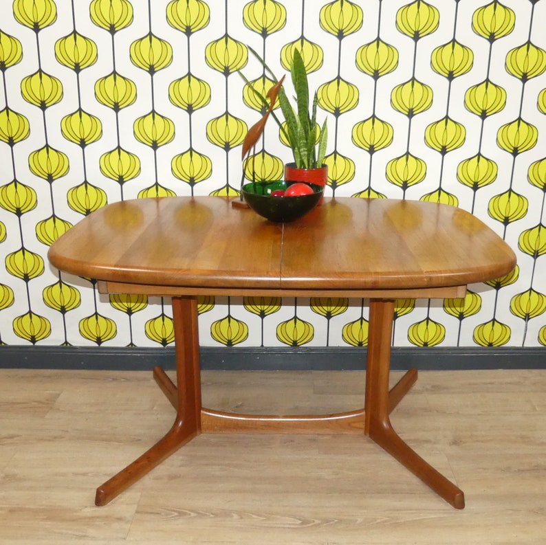 dyrlund massiver Teak Esstisch oval XXL ausziehbar 90cm/129/173/217cm Teak mid century vintage retro Tisch Bild 1