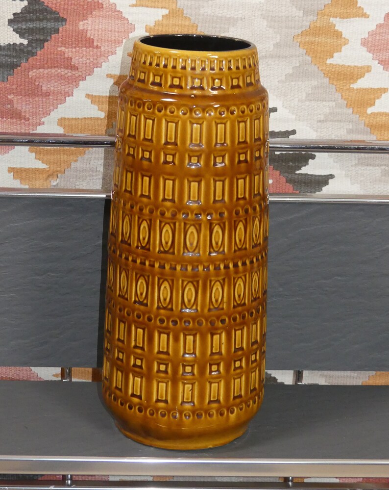 Large Floor Vase 70s Scheurich Ceramic 260/40 Mustard Yellow Etsy