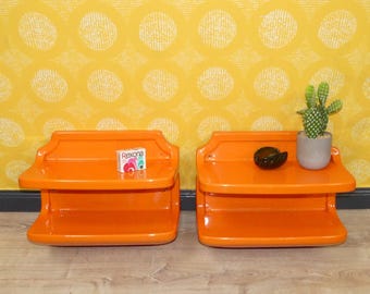 1 von 2 1970er Kunststoff Wandregal ORANGE Ablage space age 70er Jahre sixties mid century vintage