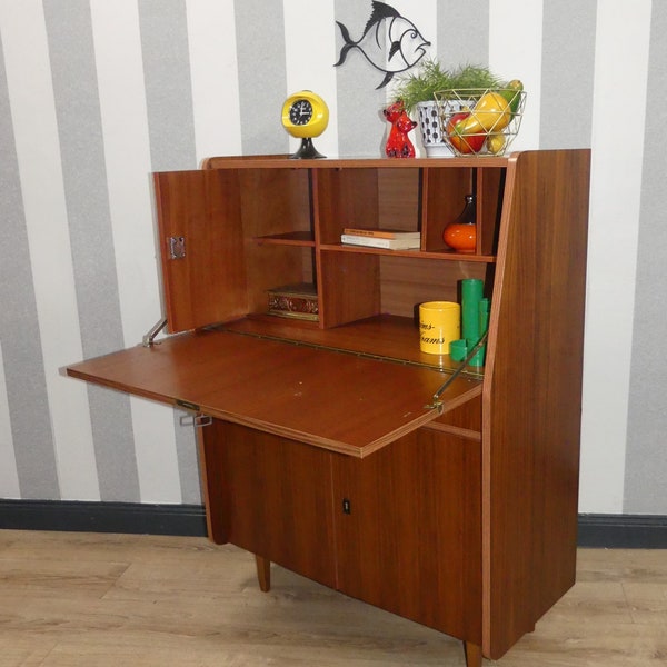 klassischer 60er Jahre Sekretär Nußbaum mid century sixties Kommode Schreibtisch