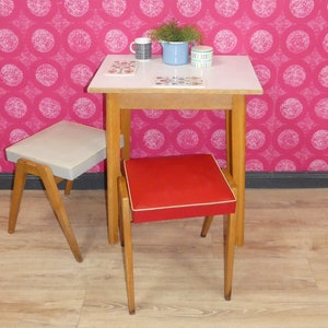 Kleiner 50er Jahre Küchentisch Holz Resopal 50x70 mini Tisch Küche vintage retro Werktisch mid century Single