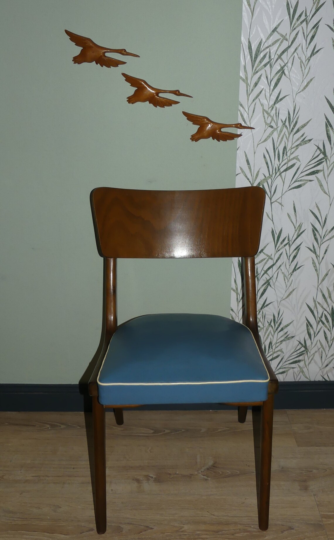 50er Jahre Stuhl mit BLAUER Sitzfläche Küchenstuhl | Etsy