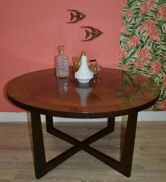 ILSE Tisch Couchtisch 110 rund 60er Palisander | Etsy 60ER 70ER JAHRE Cocktailtisch CouchTisch Teakoptik rund