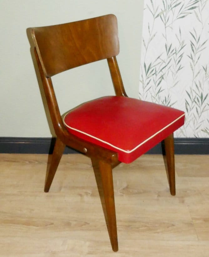 50er Jahre Stuhl mit ROTER Sitzfläche Küchenstuhl | Etsy