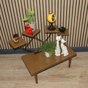 Flower stool 70s 60s flower bench etagere Resopal teak look decoration retro flowerstool seventies vintage retro sixties flower etagere