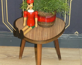 140 60s Flower Stool Flower Bench Teak Look Resopal Side Table 28x28 H27,5 retro rockabilly vintage flowerstool