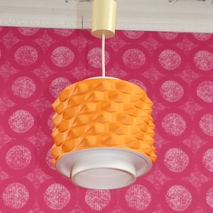 cool 70s hanging lamp ceiling lamp plastic plexiglass white/yellow mid century retro vintage space age pop art