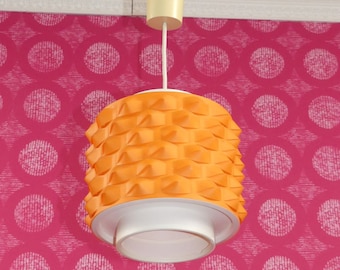 ヴィンテージガラス吊り下げランプ オレンジ/ホワイト 70年代 スペース