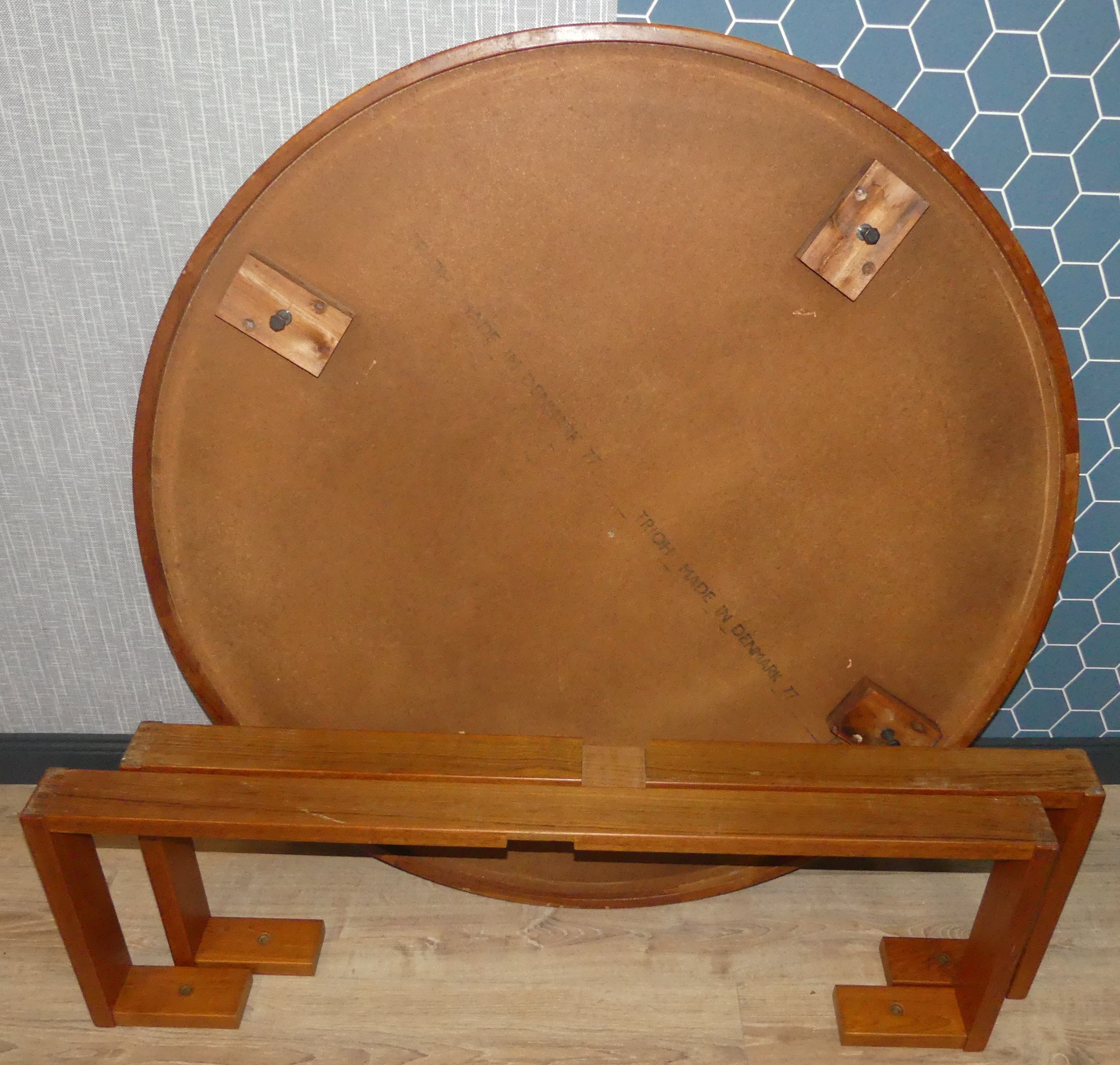 70's XL Round Coffee Table 125 Cm Teak Ceramic OX ART 77 Etsy