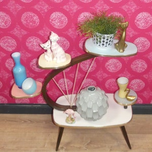 Fifties flower stool 50s flower bench etagere Resopal PASTEL decoration retro flowers tool seventies vintage retro plant stand