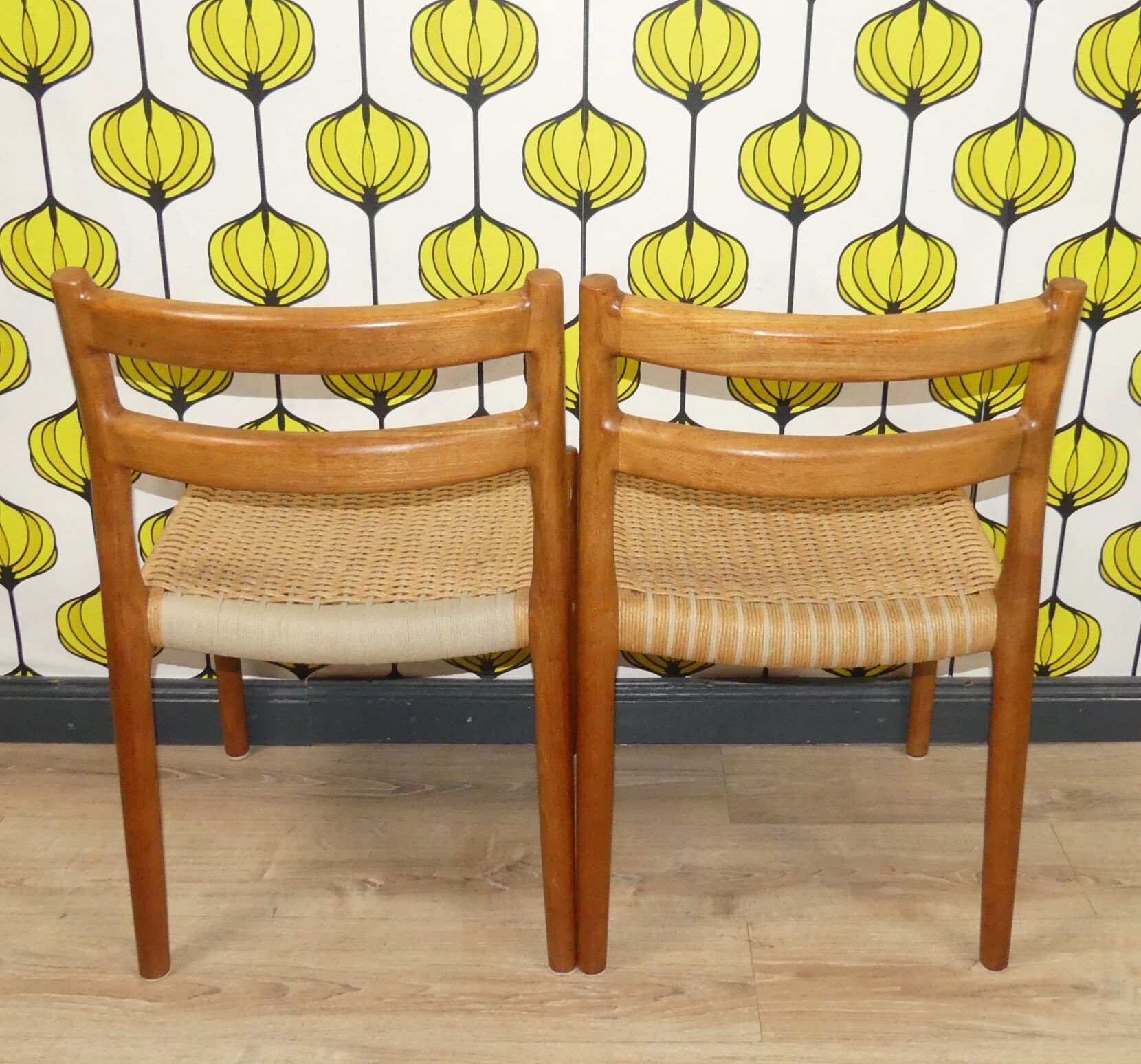 Set of 2 Chairs, Model 84, Dining Chair in Teak/paper Cord by Niels ...