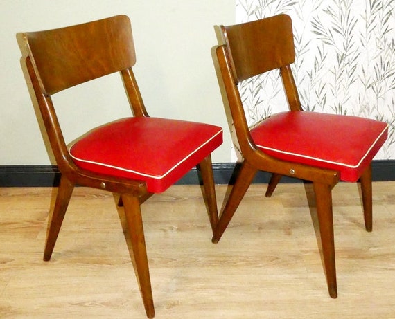 verbrand Antecedent Internationale Set van 2 stuks jaren 50 stoel met RODE stoel Keukenstoel - Etsy Nederland