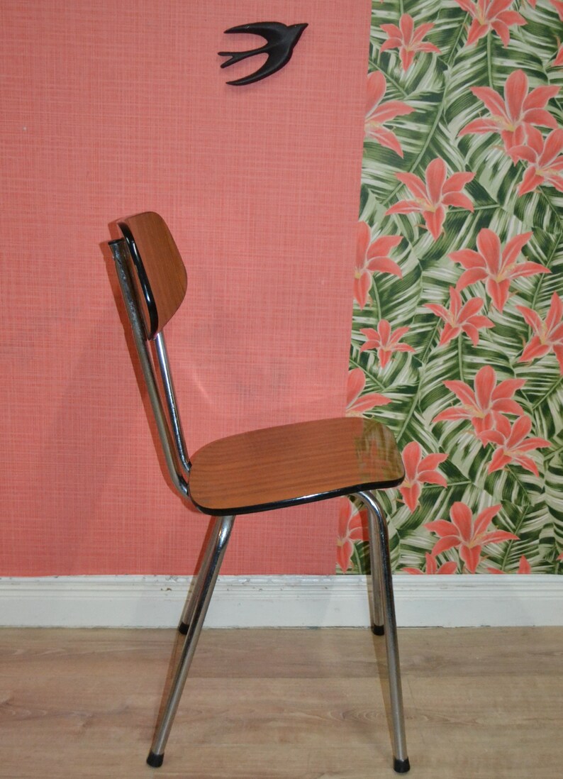 Silla de los años 60 silla de cocina cromo resopal madera | Etsy