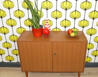 Vintage Schrank Kommode 60er Jahre super schlicht 90cm Holzoptik mid century Klassiker 2türig abschließbar Sideboard Retro Schränkchen