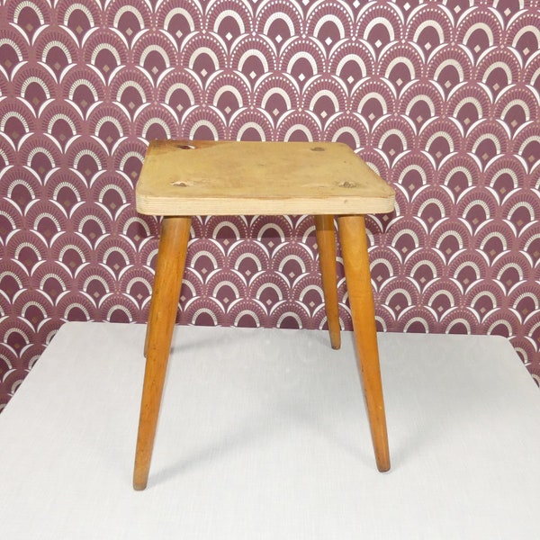 Vintage 50er Jahre Hocker Schemel Holz ROHLING fifties Klassiker zur Selbstgestaltung stool retro rockabilly seat