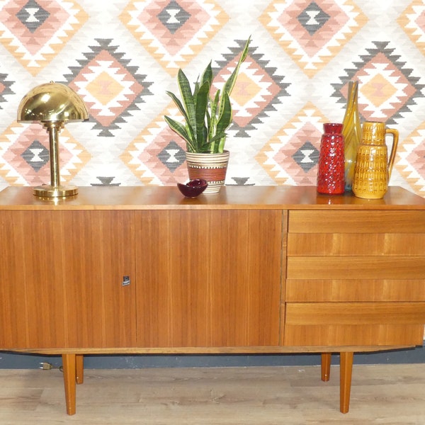 60er Jahre Sideboard Nußbaum 150cm mid century 3 Schubladen sixties modernist Anrichte retro Kommode