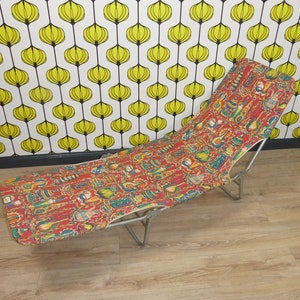 50s garden lounger sun lounger folding lounger patterned retro seventies folding sun lounger camping fifties