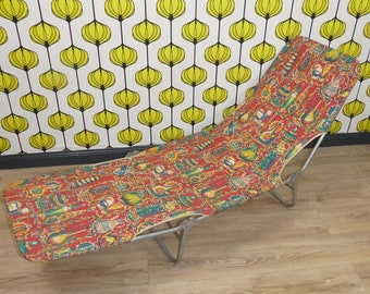 50s garden lounger sun lounger folding lounger patterned retro seventies folding sun lounger camping fifties