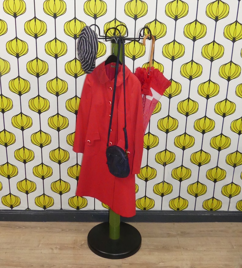 70s 80s Metal Coat Rack, Green, Freestanding Coat Rack, Clothes Stand ...
