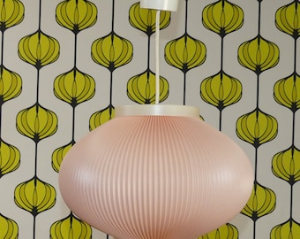 filigrane 50er Jahre Hängelampe Deckenlampe Kunststoff Plissee rosa pastell mid century retro vintage