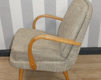 1 of 2 extremely shapely 50s cocktail chair grey mottled armchair vintage retro club chair mid century