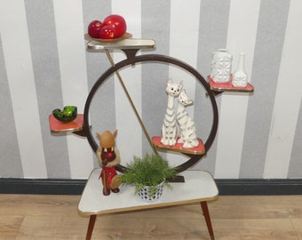 TOP bloemenstandaard uit de jaren vijftig, grote bloemenbank, etagère uit de jaren 50, rode decoratie, originele retro rockabilly bloemenstandaard uit de jaren zestig, bloemen- en plantenstandaard