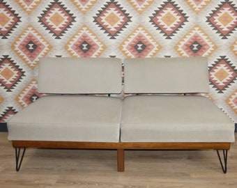 60s DAYBED Couch sixties Sofa 2 Seater Sofa Bed Knoll Stella beige + 'Leg Upgrade'