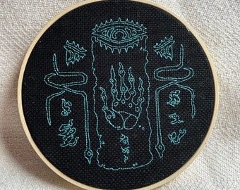 PDF The Legend of Zelda Inspired Zonai Hand Blackwork Embroidery Cross Stitch Pattern