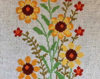 PDF Słoneczne kwiaty Vintage wzór krzyżykowy