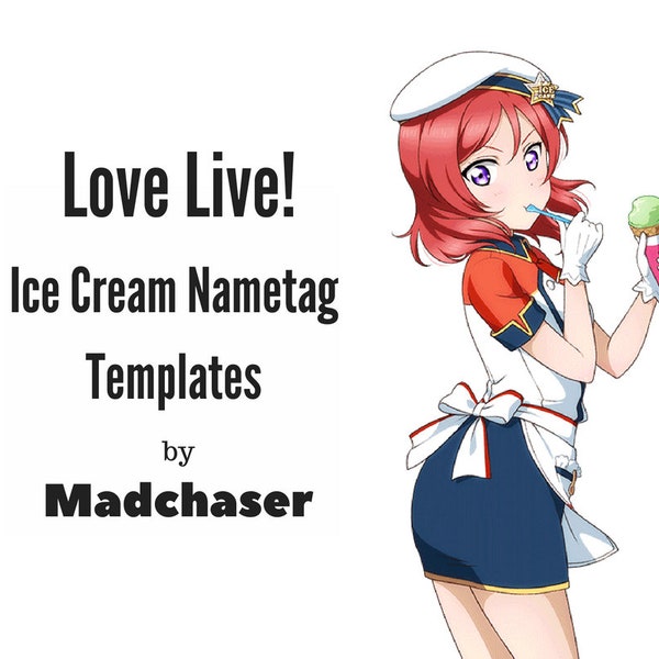 Love Live! Ice Cream Set Name tag & Hat Star Templates